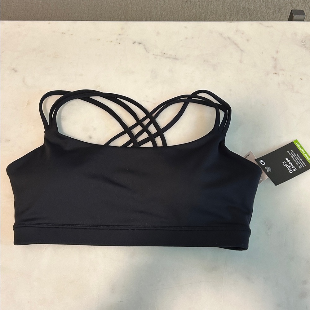 Gap fit Eclipse medium support Black Sports Bra Size XS